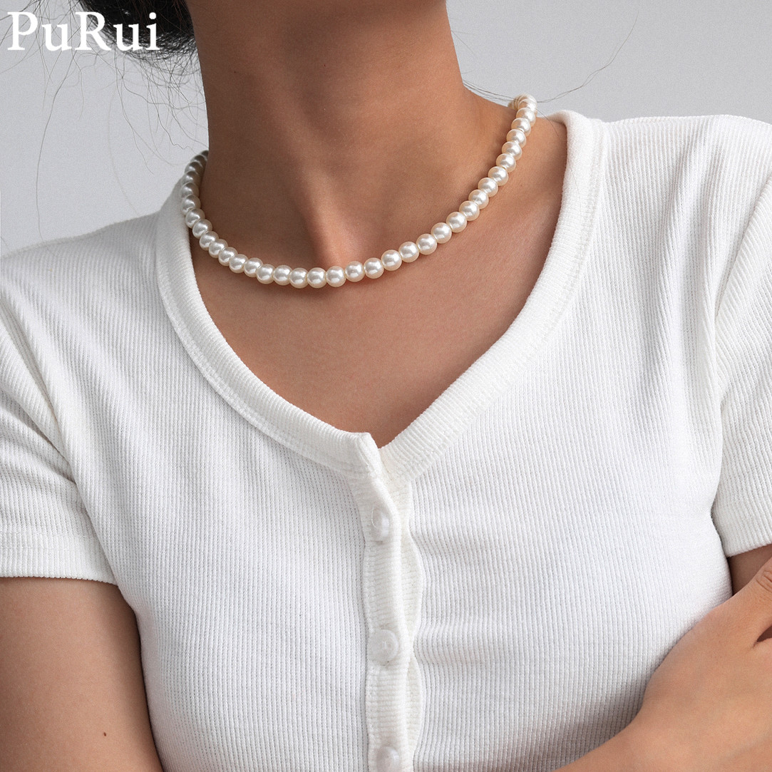 Pearl Choker Necklace Vintage - Tối Giản Giả Peral Choker Vòng