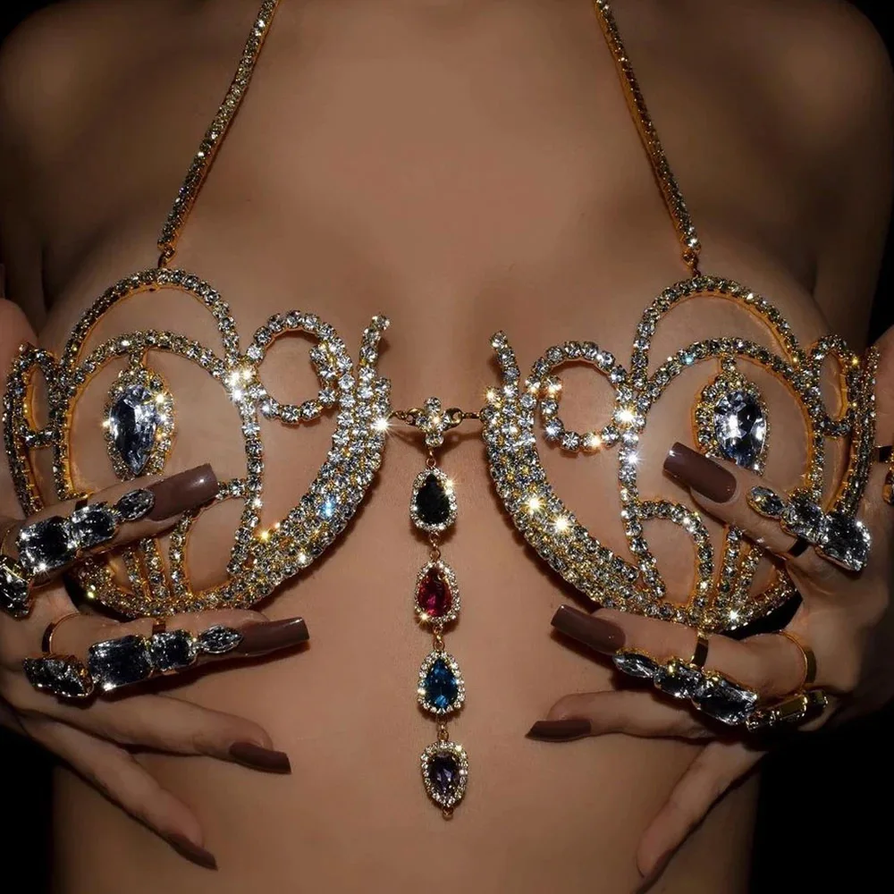 Body Jewelry - Luxury Rhinestone Bikini Bra Geometric Water
