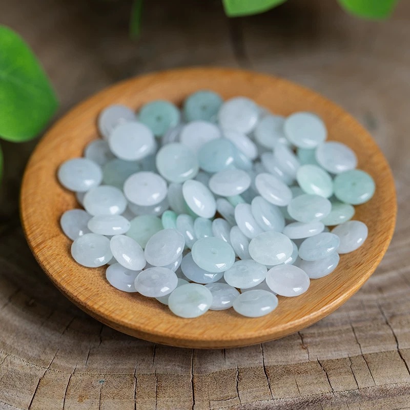 Bracelets - 10pcs Natural Emerald White Jade Ping