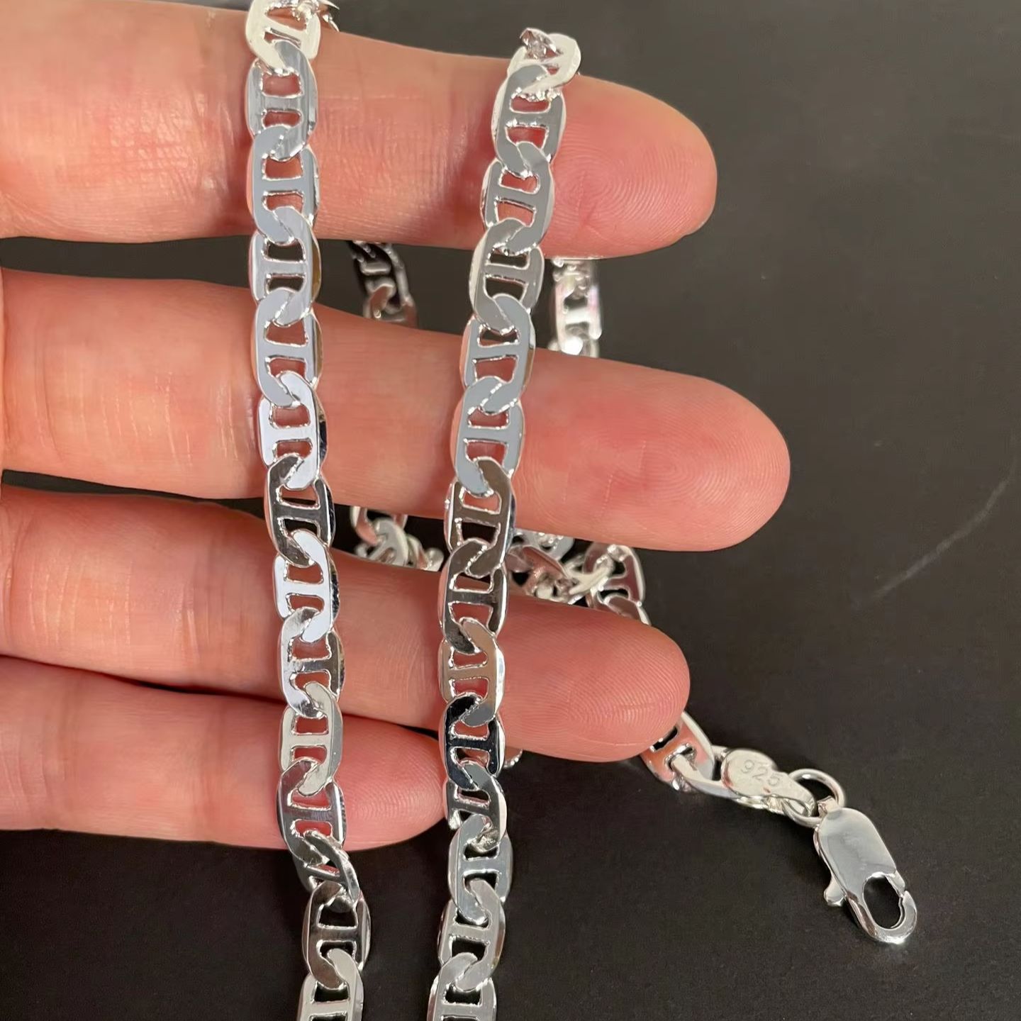 925 Sterling Silver Chain Necklace Men - 925 Sterling Silver Necklace 40-60cm 6MM