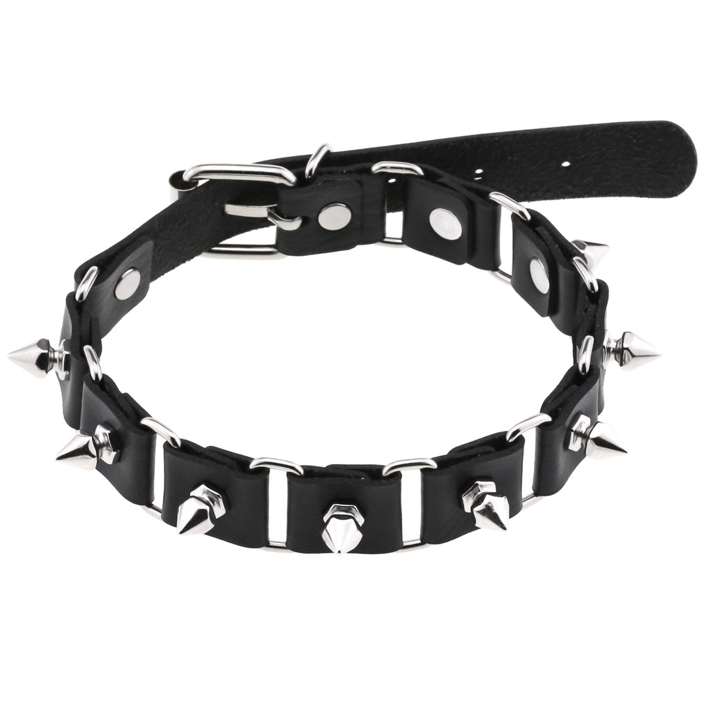 Goth Punk Spike Choker - Da Trái Tim Choker Cổ Viền