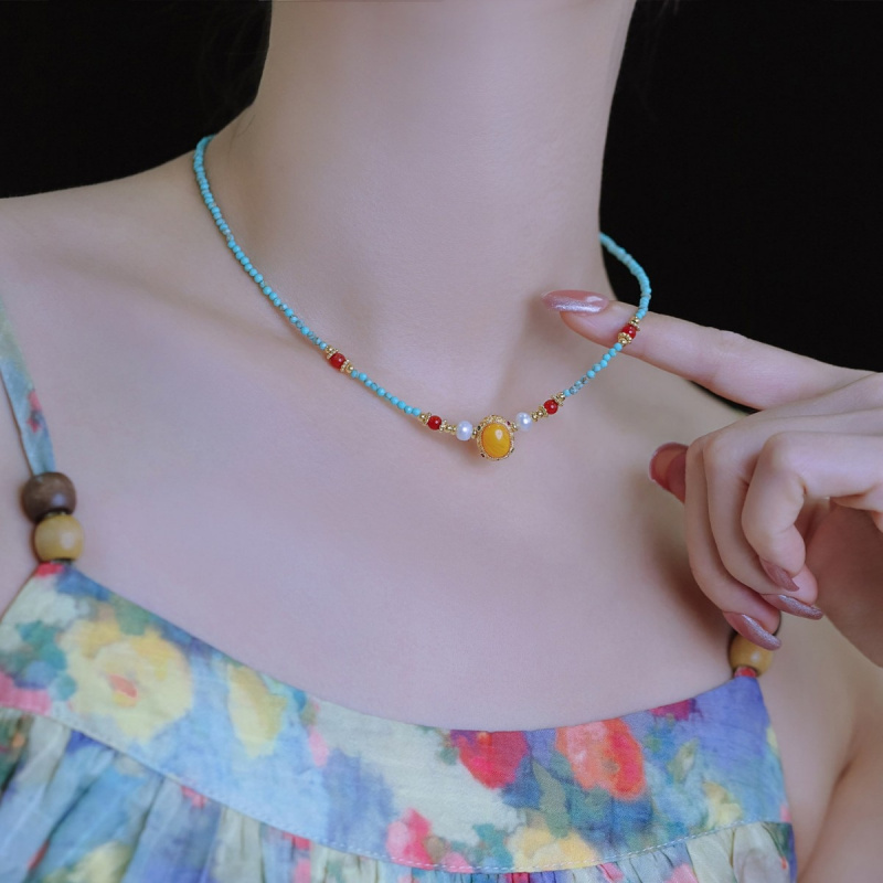 Pearl Choker Necklace Vintage - New Arrival Vintage Blue Turquoise And