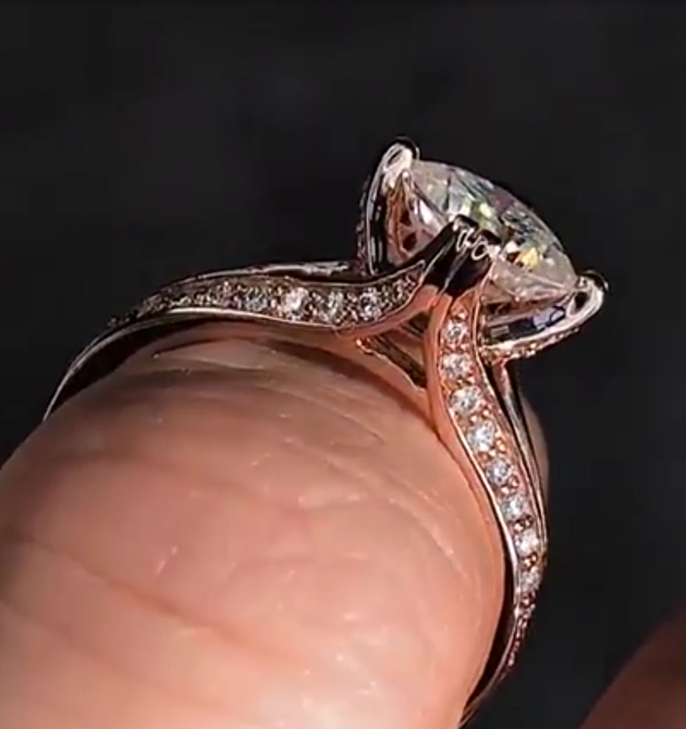 Custom Solid 10K Rose Gold Wom - đánh giá và giá Moissanite Engagement Ring 1 Carat