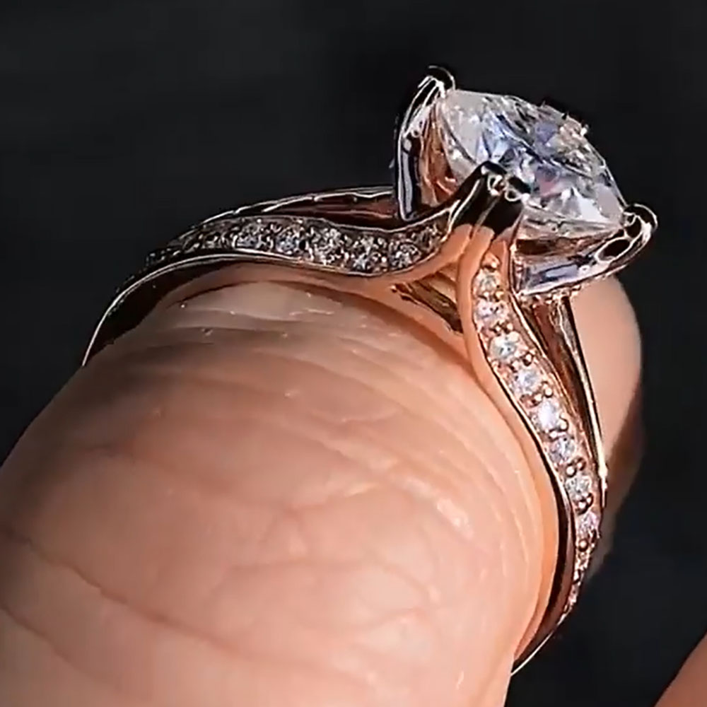 Custom Solid 10K Rose Gold Wom - đánh giá và giá Moissanite Engagement Ring 1 Carat