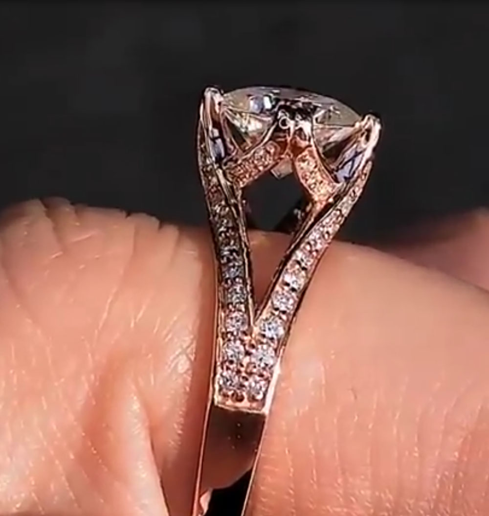 Custom Solid 10K Rose Gold Wom - đánh giá và giá Moissanite Engagement Ring 1 Carat
