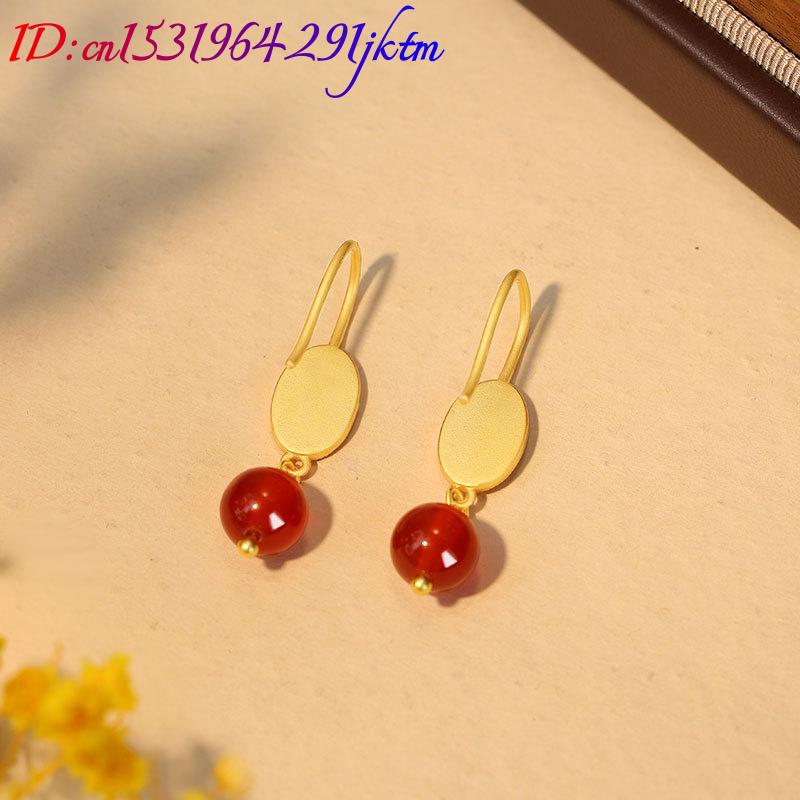 Natural Red Jade Bead Earrings - đánh giá và giá Earrings
