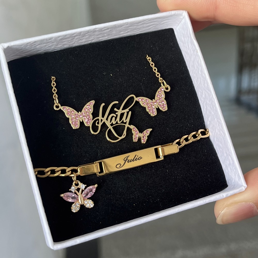 DUOYING Custom Pink Butterfly  - đánh giá và giá Custom Name Necklace Stainless Steel