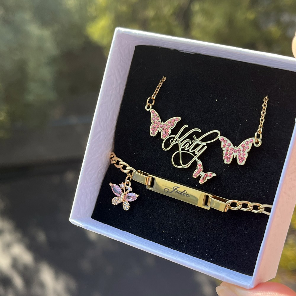 DUOYING Custom Pink Butterfly  - đánh giá và giá Custom Name Necklace Stainless Steel