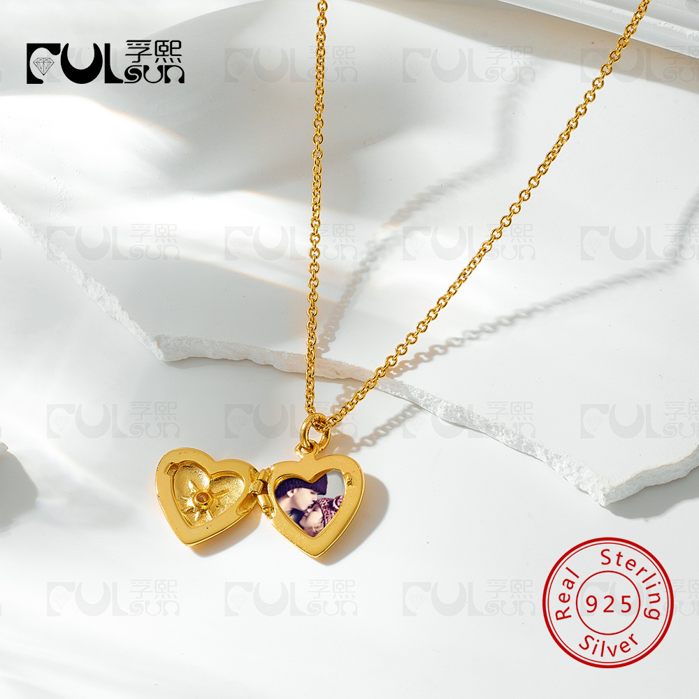 925 Sterling Silver 14K Gold P - đánh giá và giá Heart Locket Necklace Photo