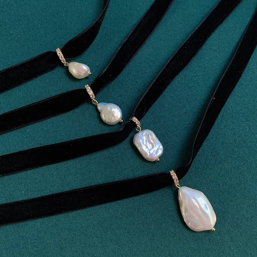 Black Velvet Ribbon Choker Irr - đánh giá và giá Pearl Choker Necklace Vintage
