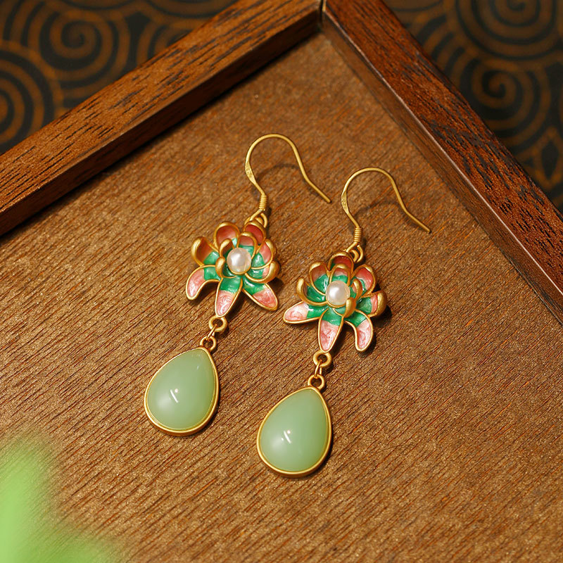 Green Natural Jade Water Drop  - đánh giá và giá Earrings