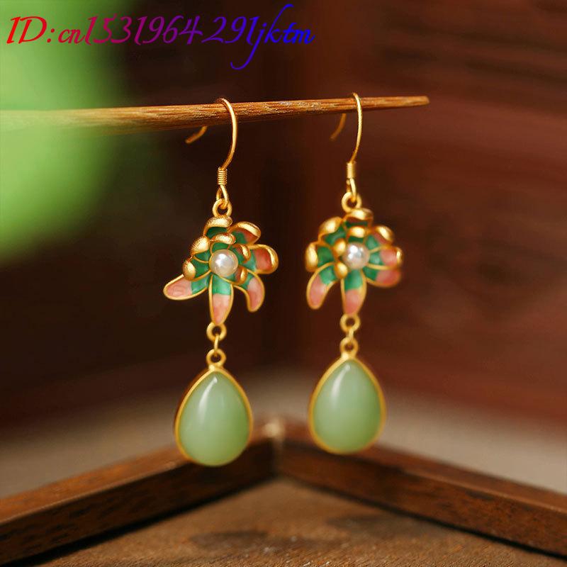 Green Natural Jade Water Drop  - đánh giá và giá Earrings