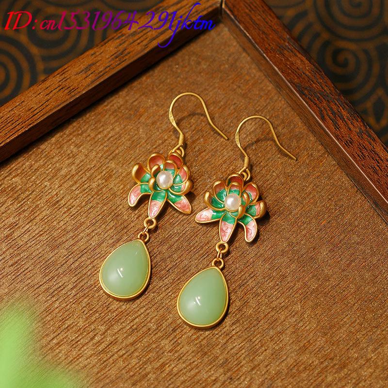 Green Natural Jade Water Drop  - đánh giá và giá Earrings