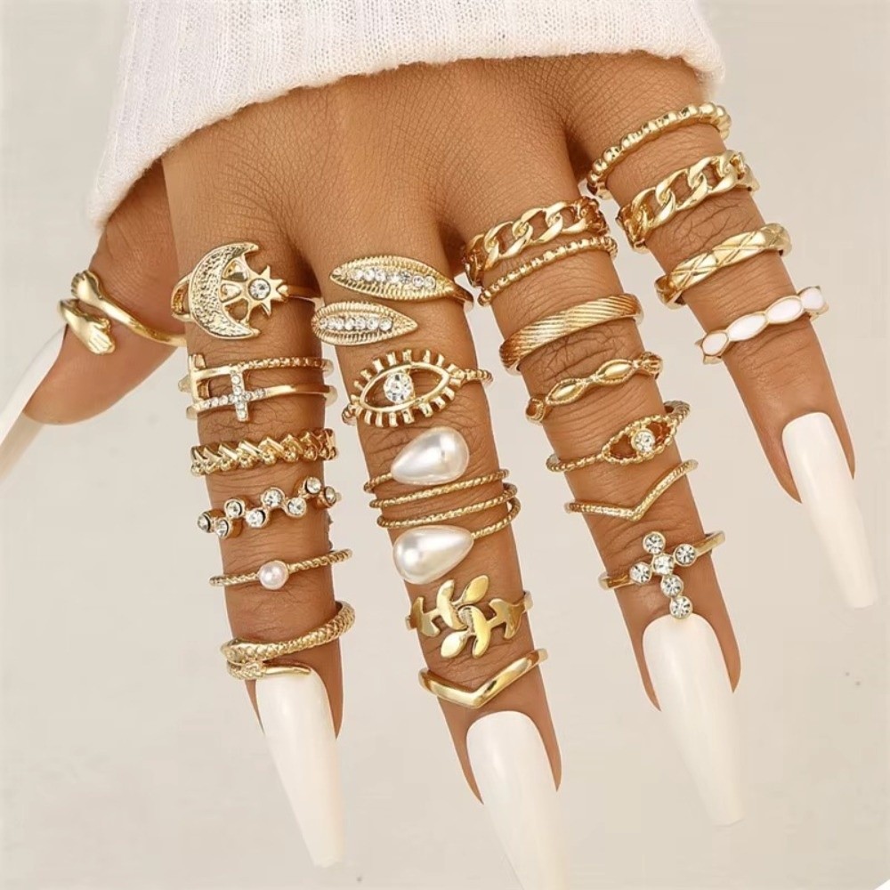 23 Pcs/Set Vintage Punk Ring S - đánh giá và giá Vintage Punk Knuckle Rings Set