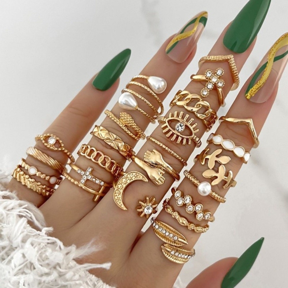23 Pcs/Set Vintage Punk Ring S - đánh giá và giá Vintage Punk Knuckle Rings Set