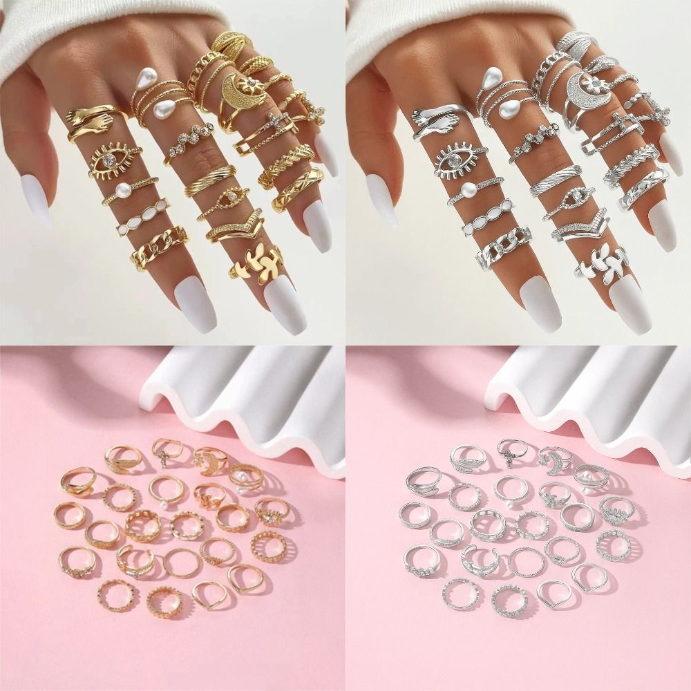 23 Pcs/Set Vintage Punk Ring S - đánh giá và giá Vintage Punk Knuckle Rings Set