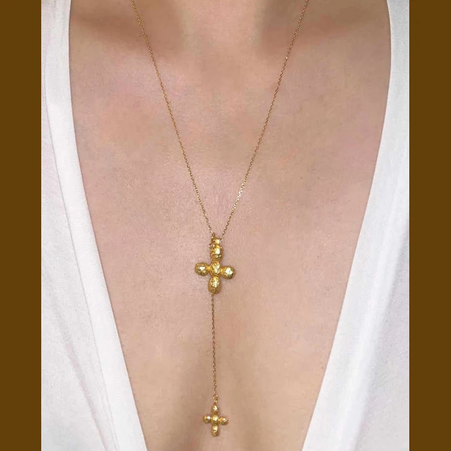 Europe America Big Heart Doubl - đánh giá và giá Cross Pendant Necklace Gold