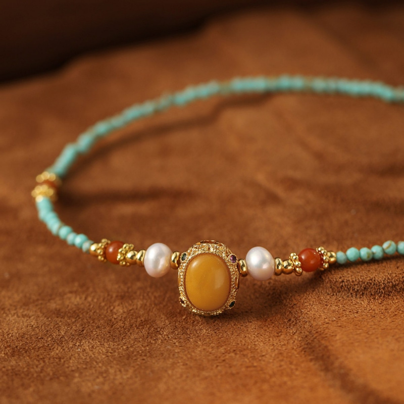 New Arrival Vintage Blue Turqu - đánh giá và giá Pearl Choker Necklace Vintage