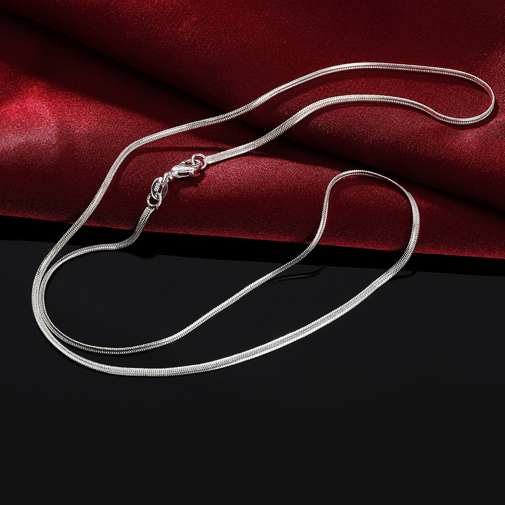 korean fashion 2MM Flat snake  - đánh giá và giá 925 Sterling Silver Chain Necklace Men
