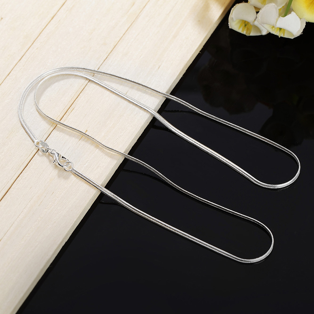 korean fashion 2MM Flat snake  - đánh giá và giá 925 Sterling Silver Chain Necklace Men