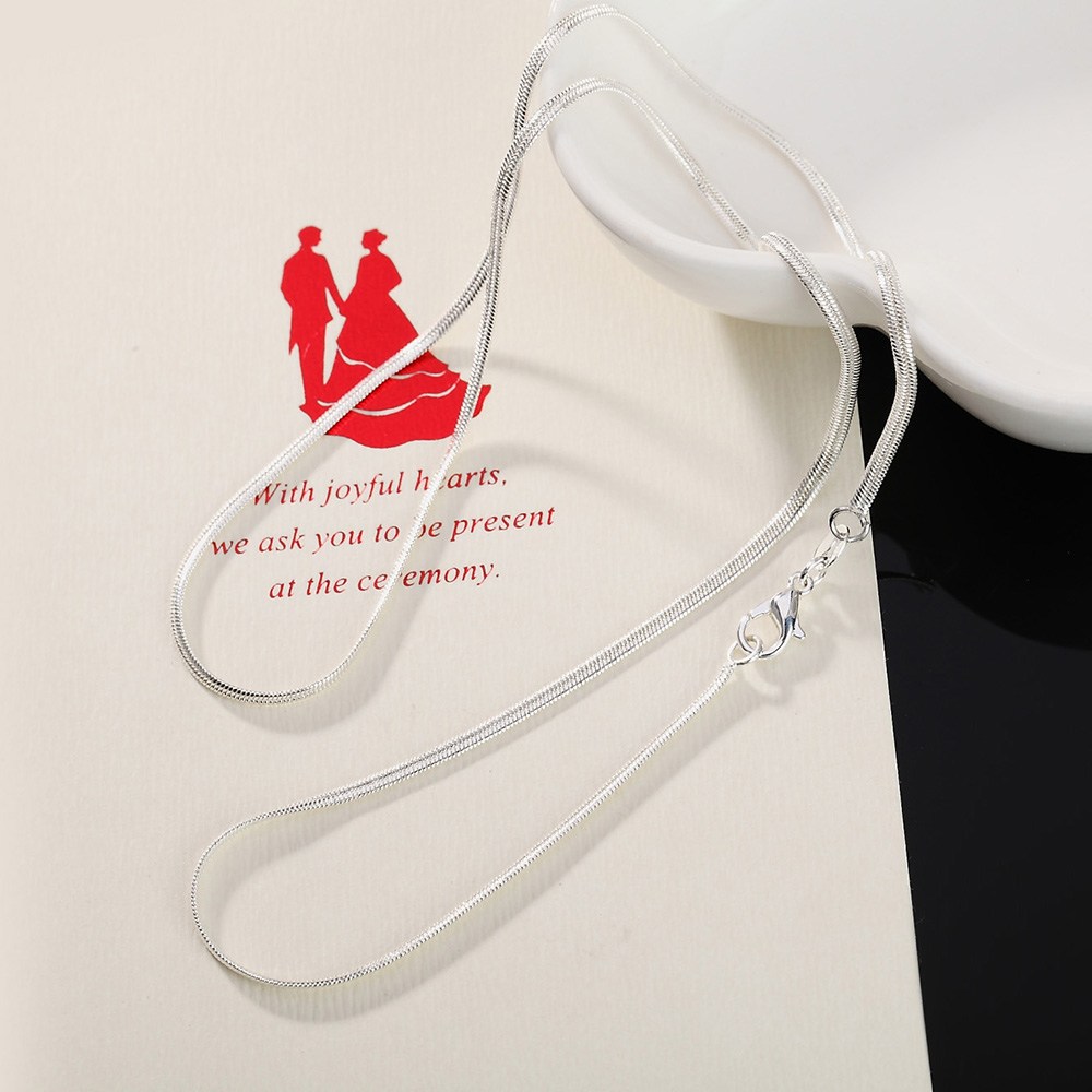 korean fashion 2MM Flat snake  - đánh giá và giá 925 Sterling Silver Chain Necklace Men