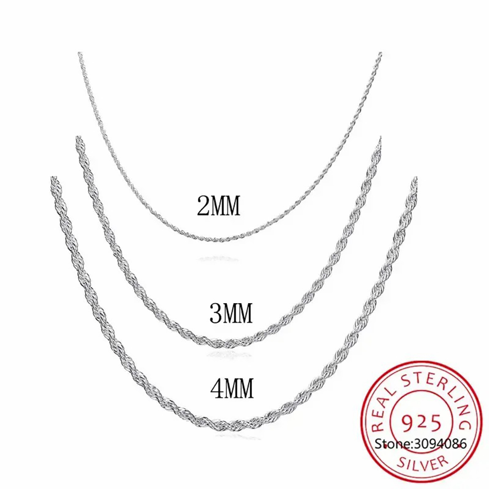 Classic Rope Chain Men Necklac - đánh giá và giá 925 Sterling Silver Chain Necklace Men
