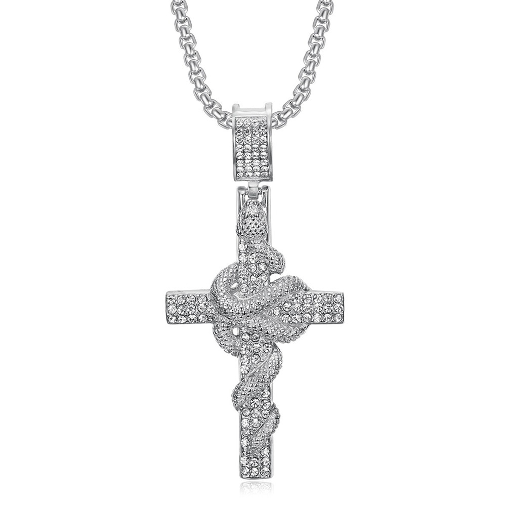 Snake Pattern Carved Stainless - đánh giá và giá Cross Pendant Necklace Gold