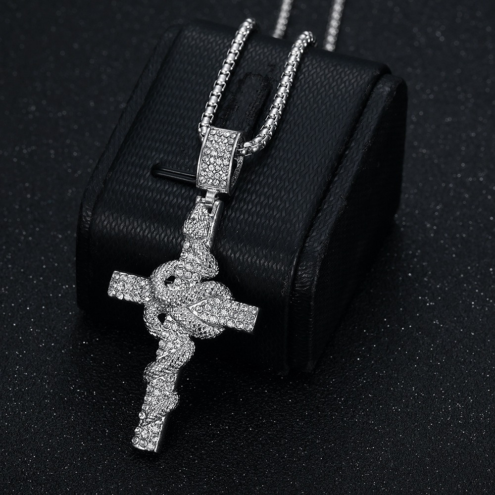 Snake Pattern Carved Stainless - đánh giá và giá Cross Pendant Necklace Gold
