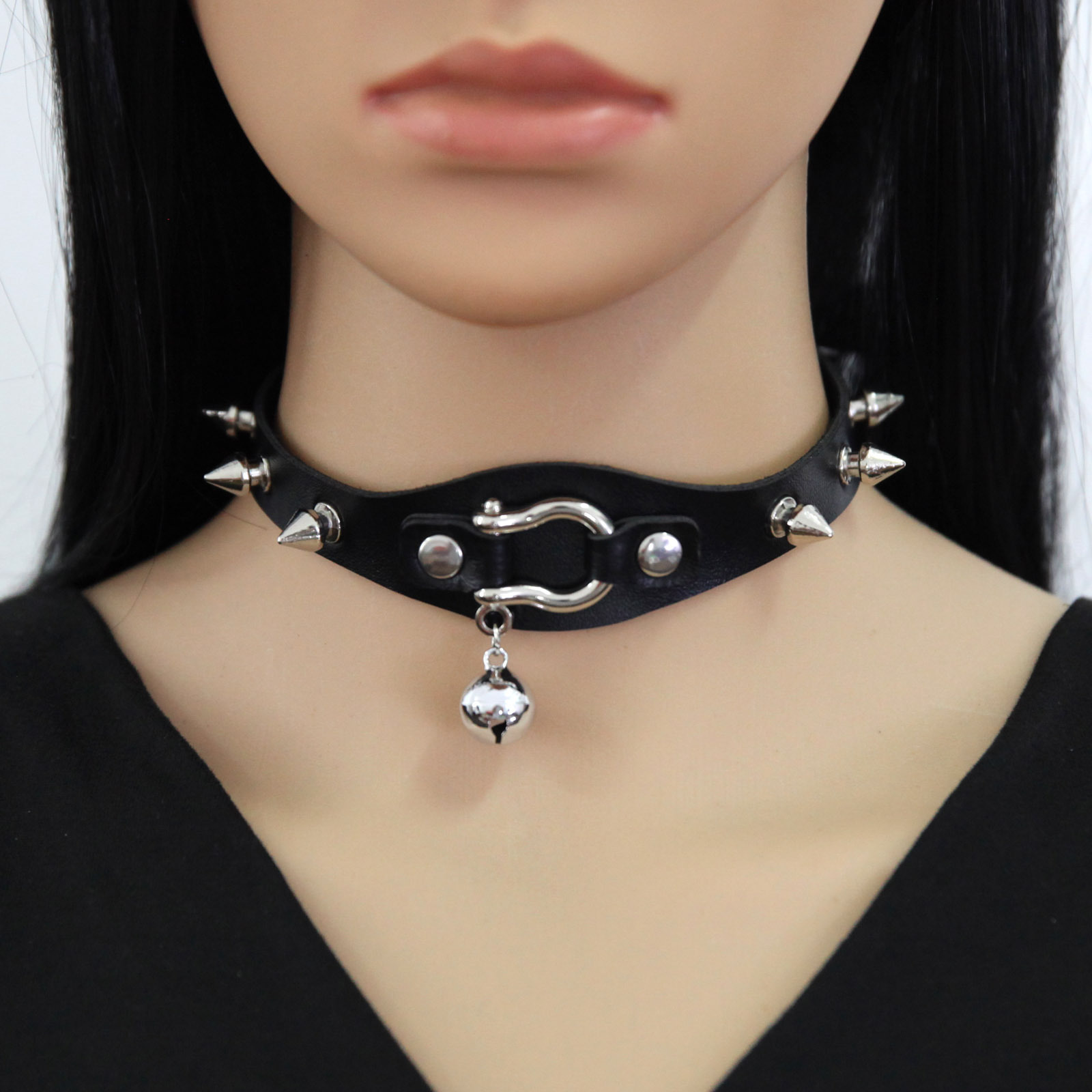 Black Spike Choker Necklace Ri - đánh giá và giá Goth Punk Spike Choker