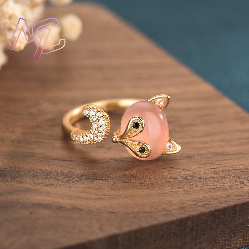 Pink Natural Jade Fox Rings Re - đánh giá và giá Rings