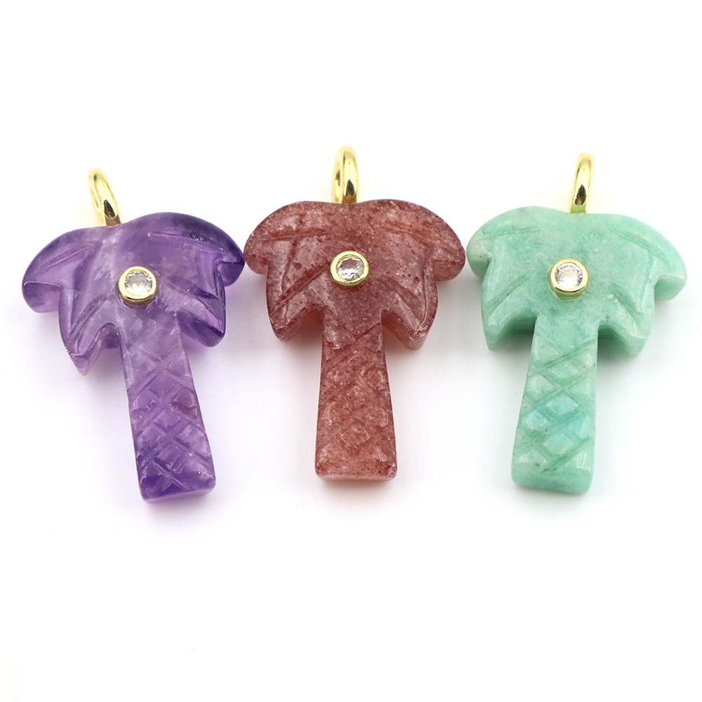 30mm Natural Stone Coconut Tre - đánh giá và giá Crystal Pendant Necklace Natural Stone