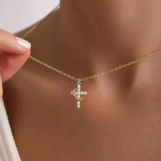Lucky Rotatable Crown Cross Pe - đánh giá và giá Cross Pendant Necklace Gold