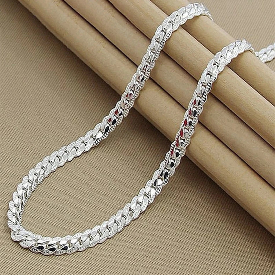 925 Sterling Silver 6mm Side C - đánh giá và giá 925 Sterling Silver Chain Necklace Men