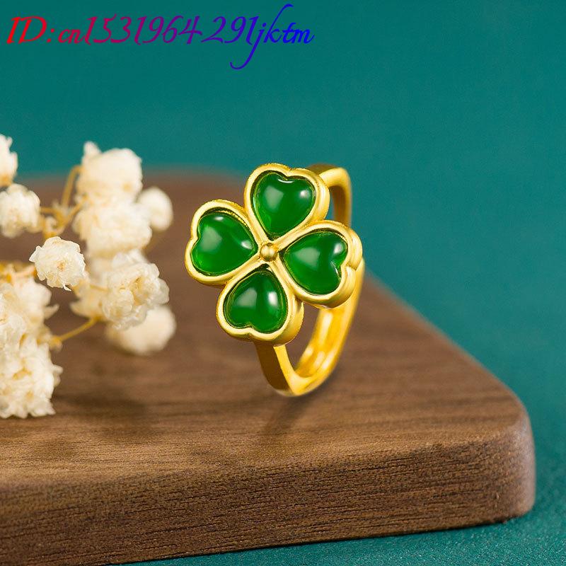 Natural Green Jade Four-Leaf C - đánh giá và giá Rings