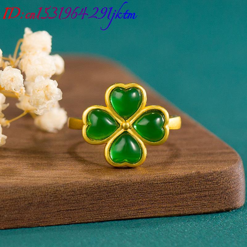 Natural Green Jade Four-Leaf C - đánh giá và giá Rings