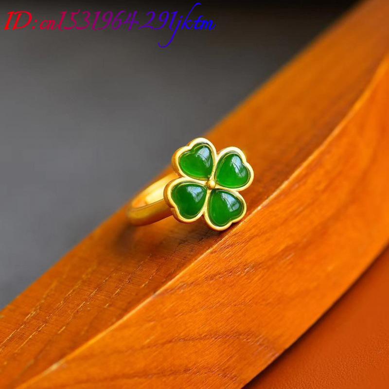 Natural Green Jade Four-Leaf C - đánh giá và giá Rings